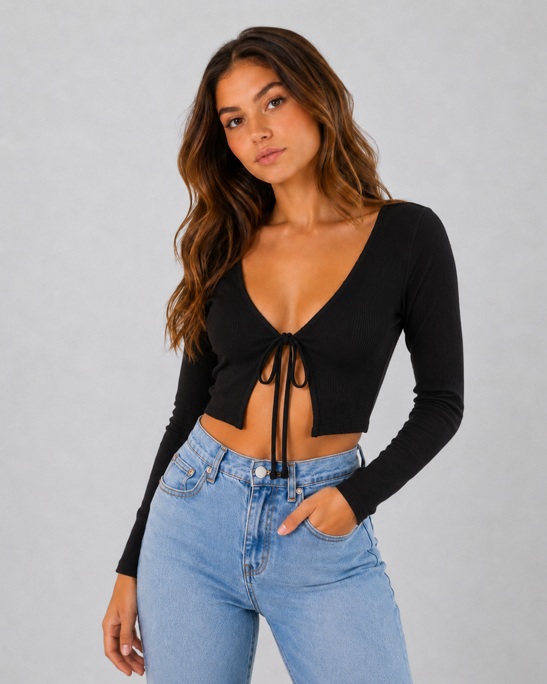 Blusa Canelado Lace Up Mila