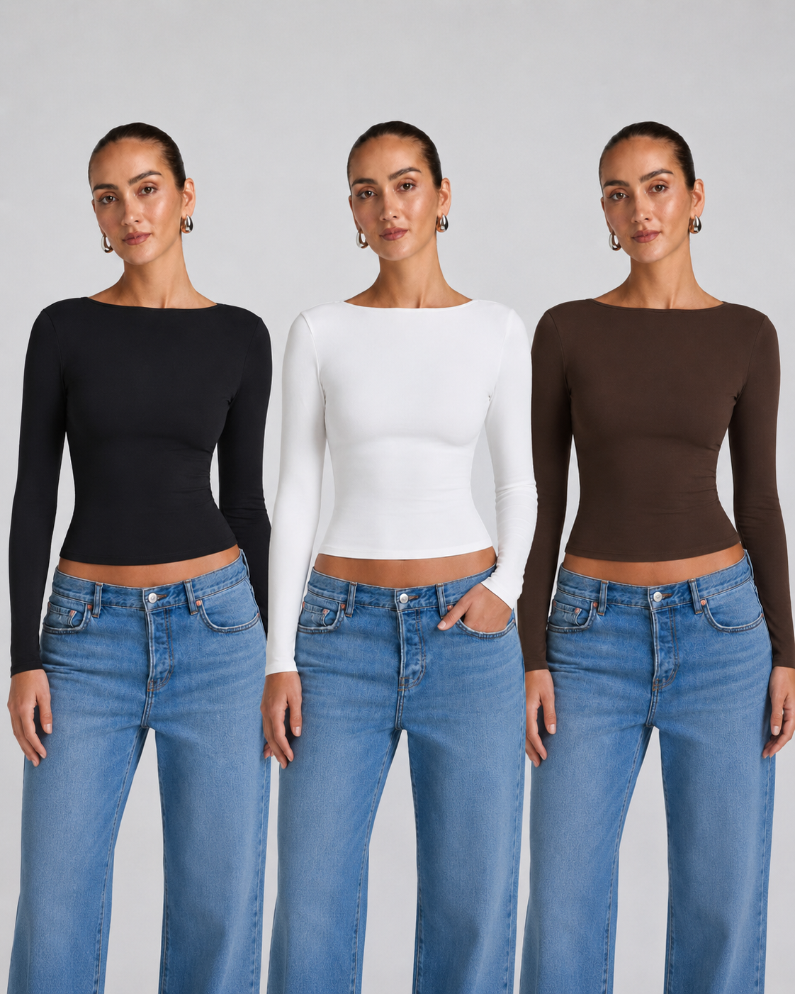 Blusa Manga Longa Costas Abertas