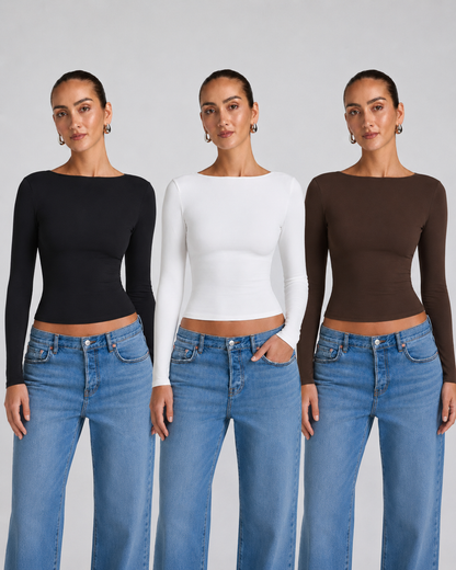 Blusa Manga Longa Costas Abertas