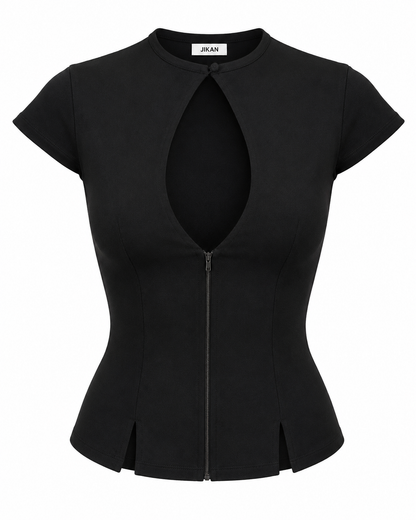Blusa Keyhole Zíper Frontal