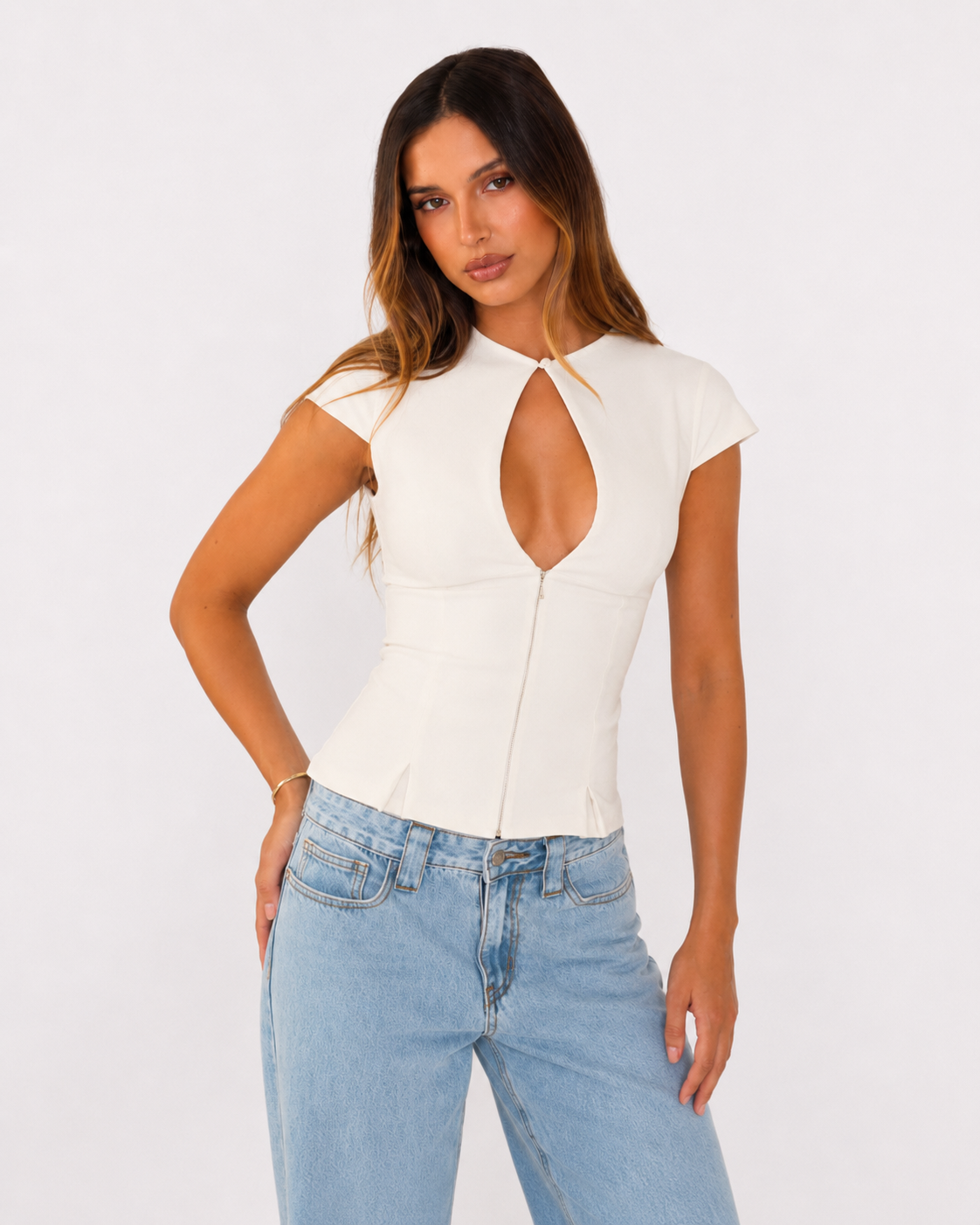 Blusa Keyhole Zíper Frontal