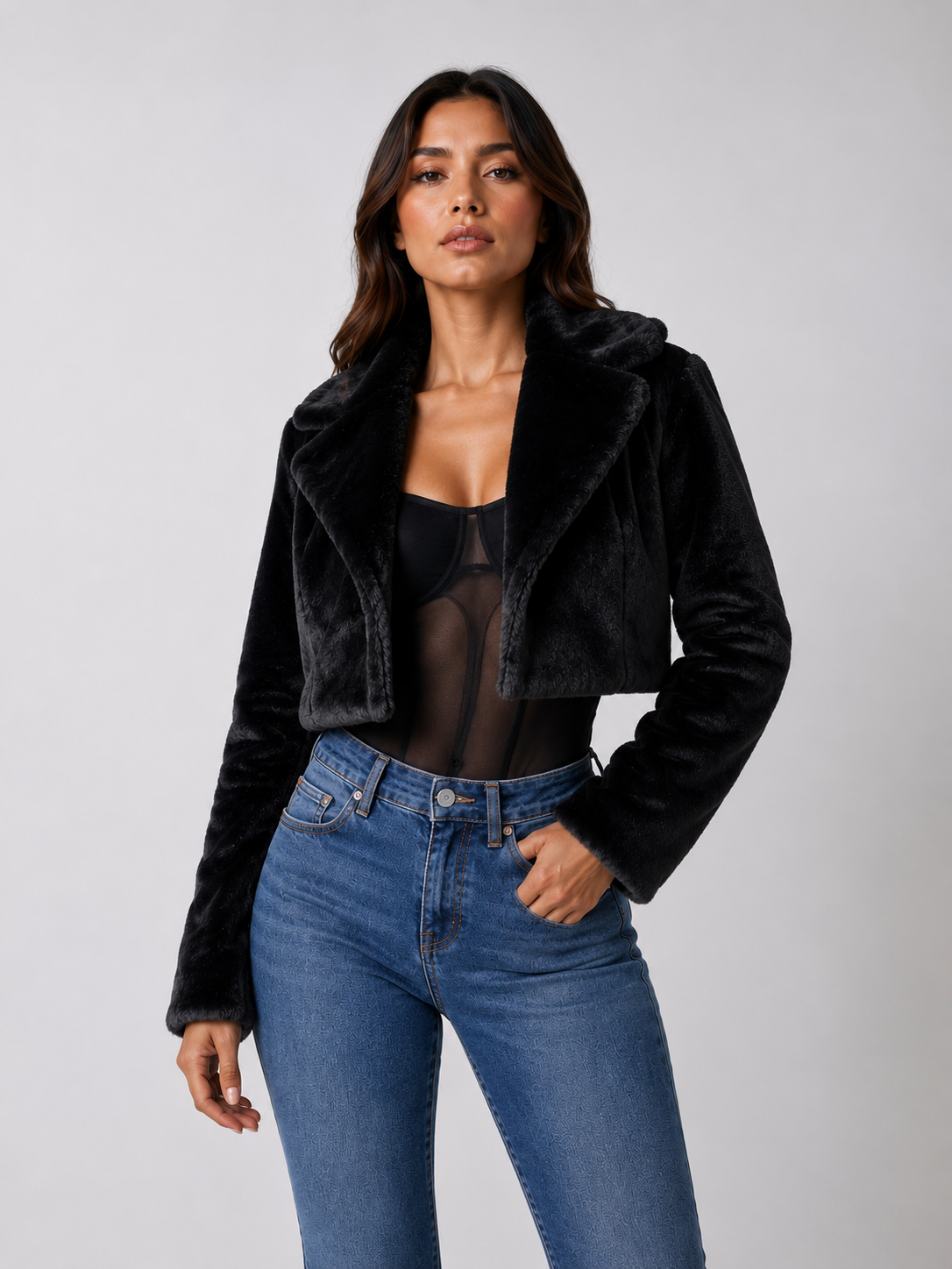 Jaqueta Teddy Cropped