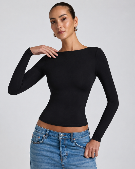 Blusa Manga Longa Costas Abertas