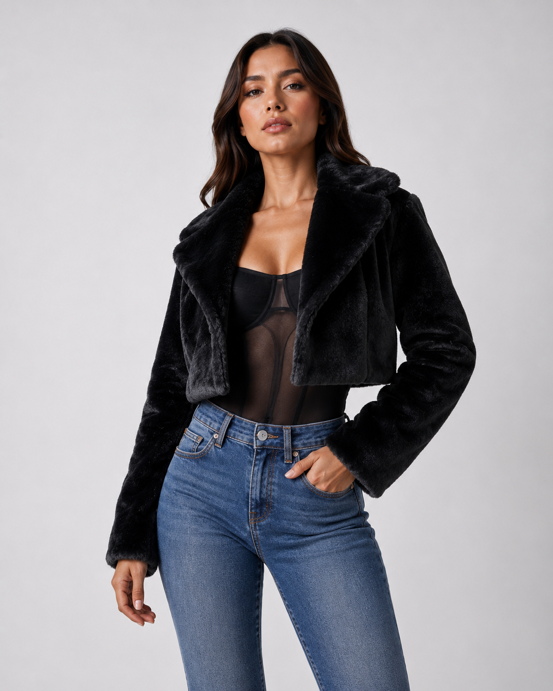 Jaqueta Teddy Cropped