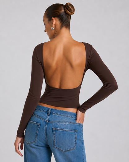 Blusa Manga Longa Costas Abertas
