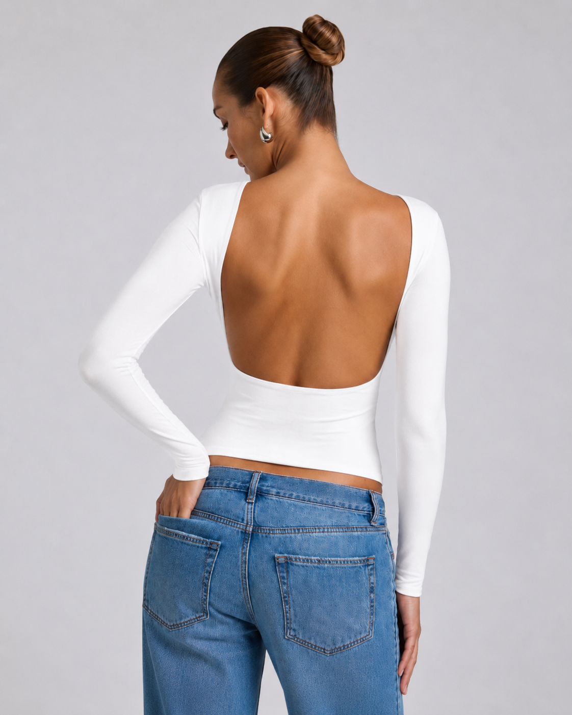 Blusa Manga Longa Costas Abertas