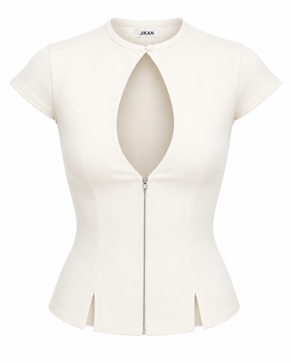 Blusa Keyhole Zíper Frontal