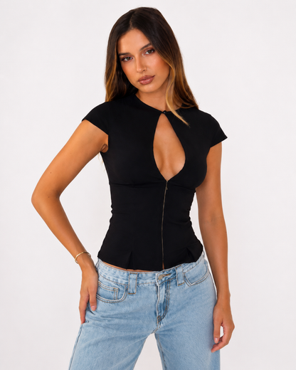Blusa Keyhole Zíper Frontal