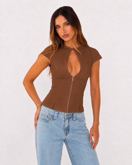 Blusa Keyhole Zíper Frontal