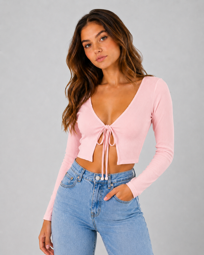 Blusa Canelado Lace Up Mila
