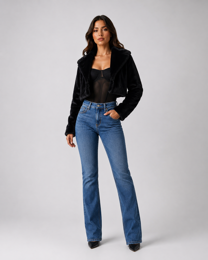 Jaqueta Teddy Cropped