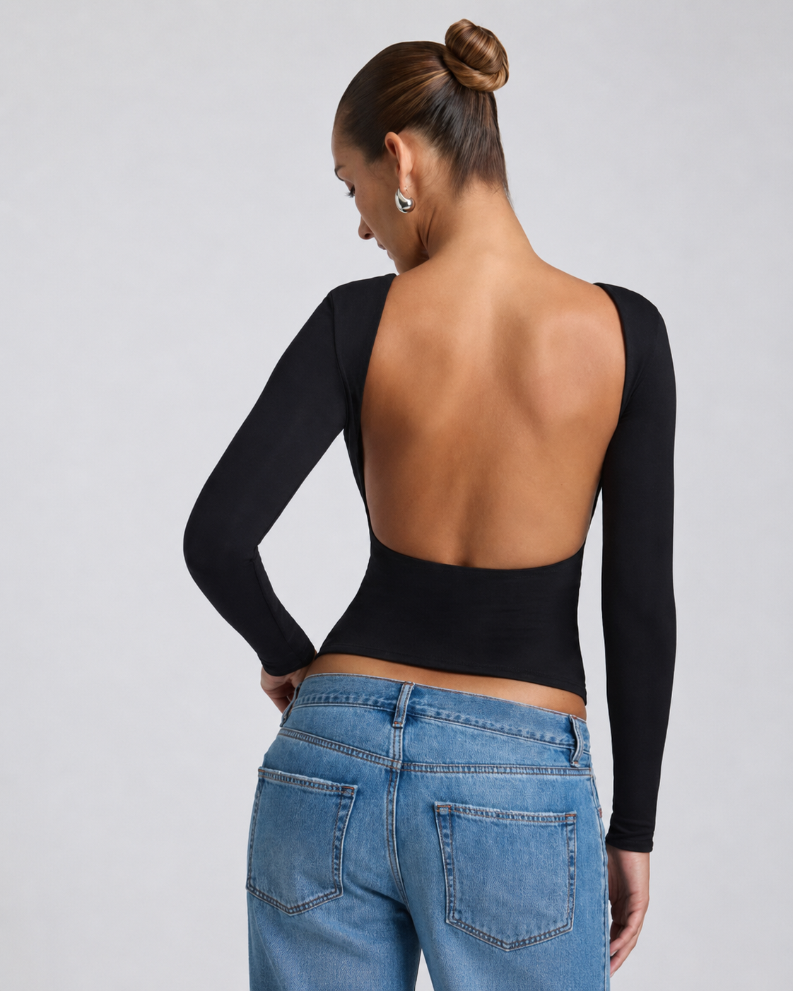Blusa Manga Longa Costas Abertas