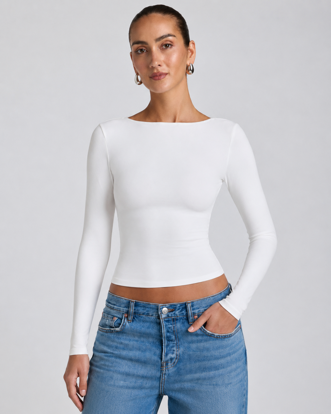 Blusa Manga Longa Costas Abertas