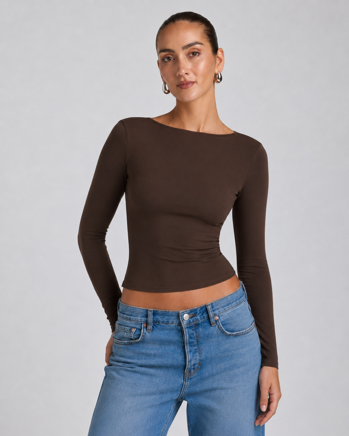 Blusa Manga Longa Costas Abertas