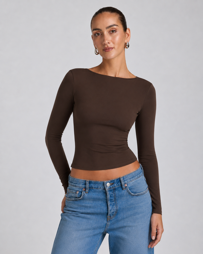Blusa Manga Longa Costas Abertas